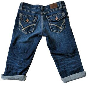 BKE Stella Low Rise Stretch Cuffed Crop Jeans Embroidered Flap Pockets Size 28